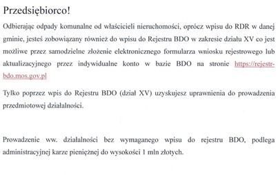 Zdjęcie do Informacja dla przedsiębiorcy!!!