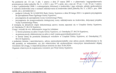 Zdjęcie do Ogłoszenie W&oacute;jta Gminy Sypniewo z dnia 26 marca 2024 r. w sprawie przystąpienia do sporządzenia Planu Og&oacute;lnego Gminy Sypniewo