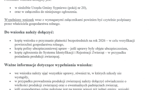 Ogłoszenie - wiosenne przymrozki